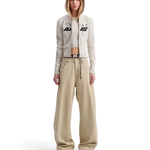 NORTEY RIB JERSEY HOODIE W/ ZIPPER & EMBROIDERY